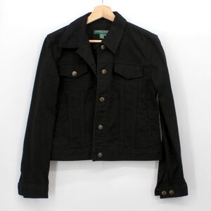 Lauren Ralph Lauren denim jacket in black | PXS
